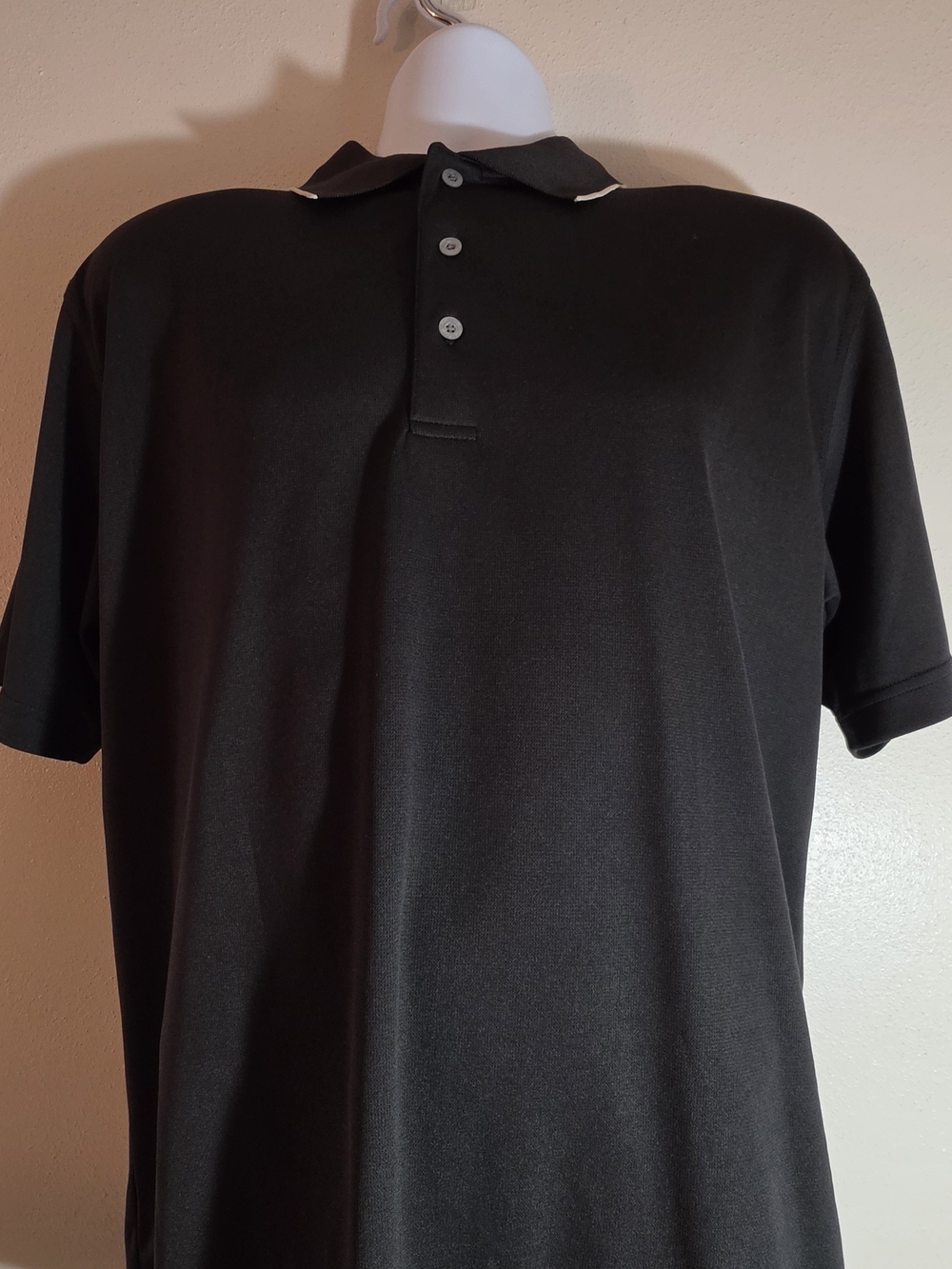 PGA Tour Black Men's Polo with Contrast Collar Trim